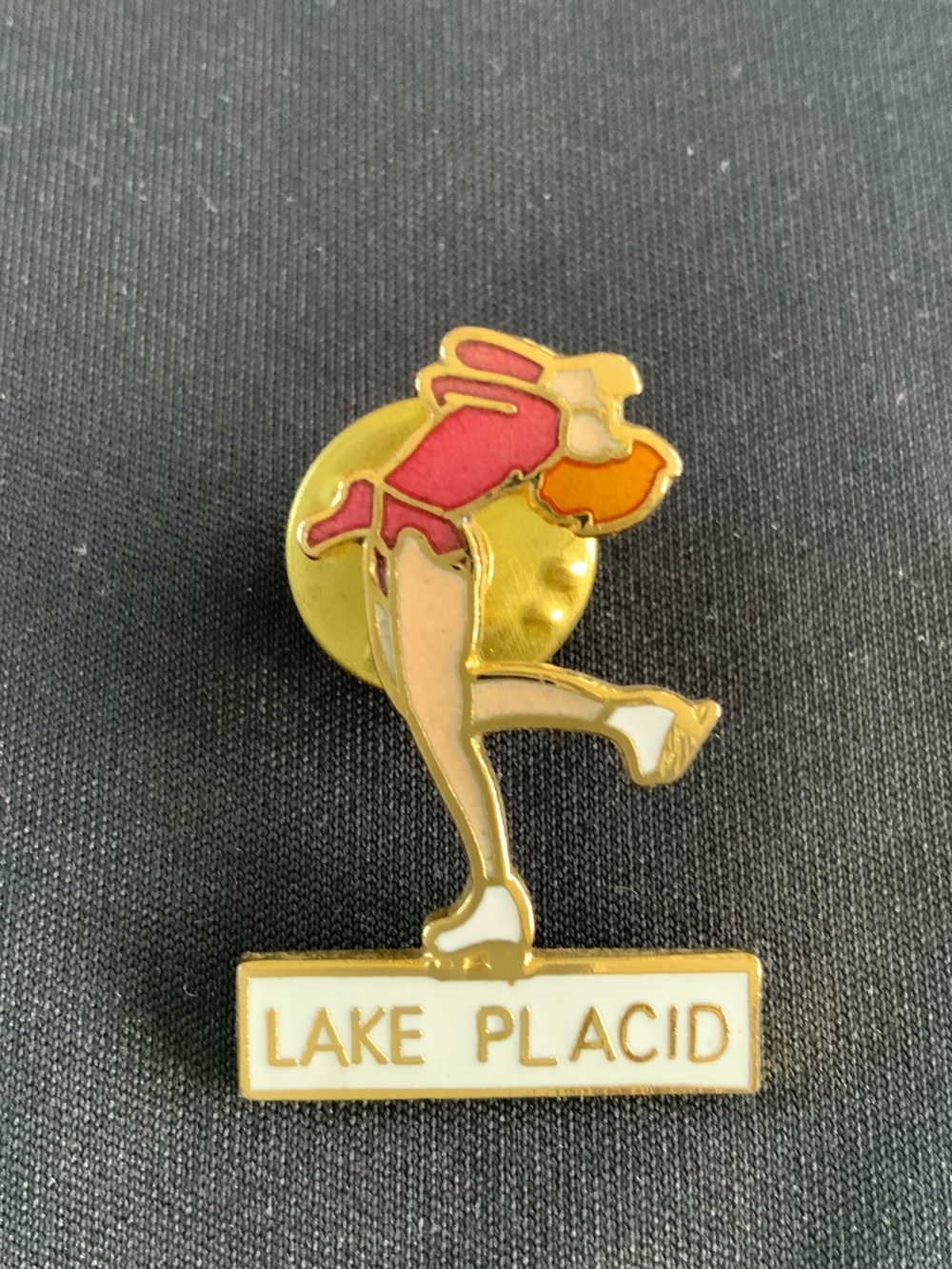Lake Placid Olympic Layback Skater Souvenir Lapel Pin